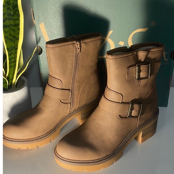 b.o.c. Monika Taupe Nubuck PU Moto Ankle Boots BC0024755 Size 7.5M - Picture 3 of 4